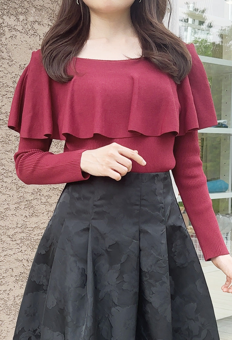 えりさん専用 先行販売】✨新型 襟立体ドレープケープ ニット フェリーシェル