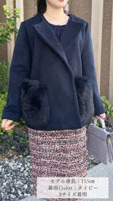 🍂秋冬コーデ🍂 コート　ポケット　ファー付　ハーフ丈　フェリーシェル　fch112-0732