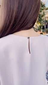 【新色🌸バニラ登場】 ブラウス　バーフリル襟　花びら袖 7分丈　フェリーシェル　fch811-0777