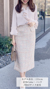 【新色🌸バニラ登場】 ブラウス　バーフリル襟　花びら袖 7分丈　フェリーシェル　fch811-0777