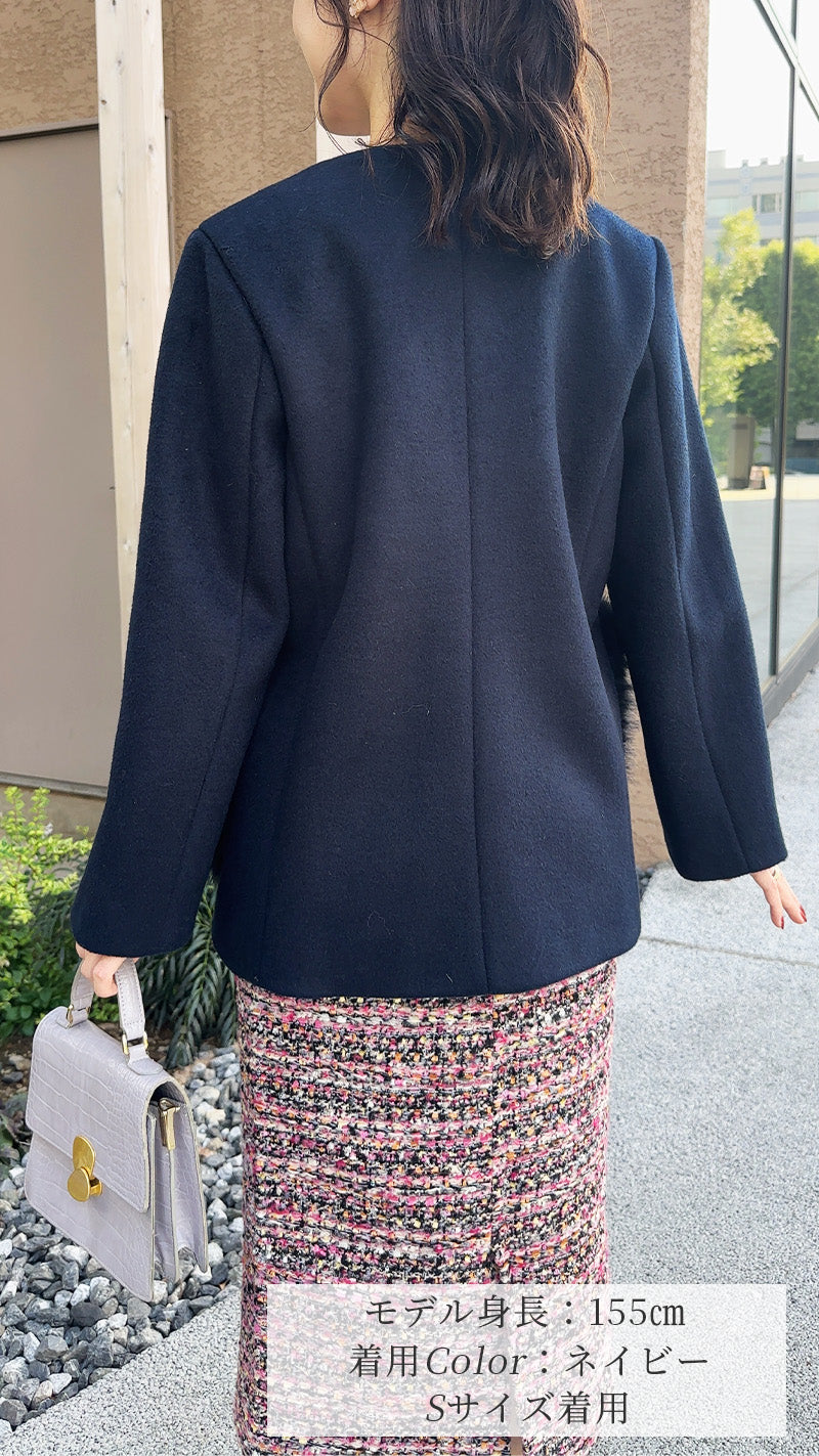 🍂秋冬コーデ🍂 コート　ポケット　ファー付　ハーフ丈　フェリーシェル　fch112-0732