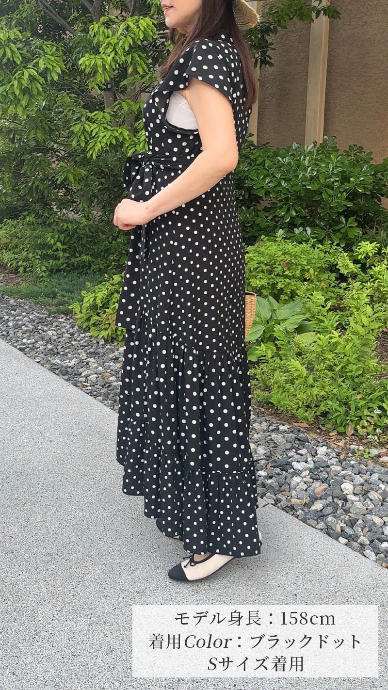 《新作🌟入荷しました🌟即日～3営業日内発送可能》2種ドット柄　デジタルプリント イレギュラーヘム　ワンピース　フェリーシェル　fch311-0795