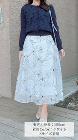 🌸追加販売🌸フラワーオーガンジーフレアスカート　fch611-0788