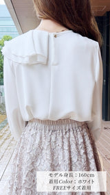 🎀人気ブラウス追加販売🎀✨アシンメトリー　2段フリルブラウス長袖　トップス　フェリーシェル　fch821-0804
