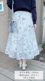 🌸追加販売🌸フラワーオーガンジーフレアスカート　fch611-0788