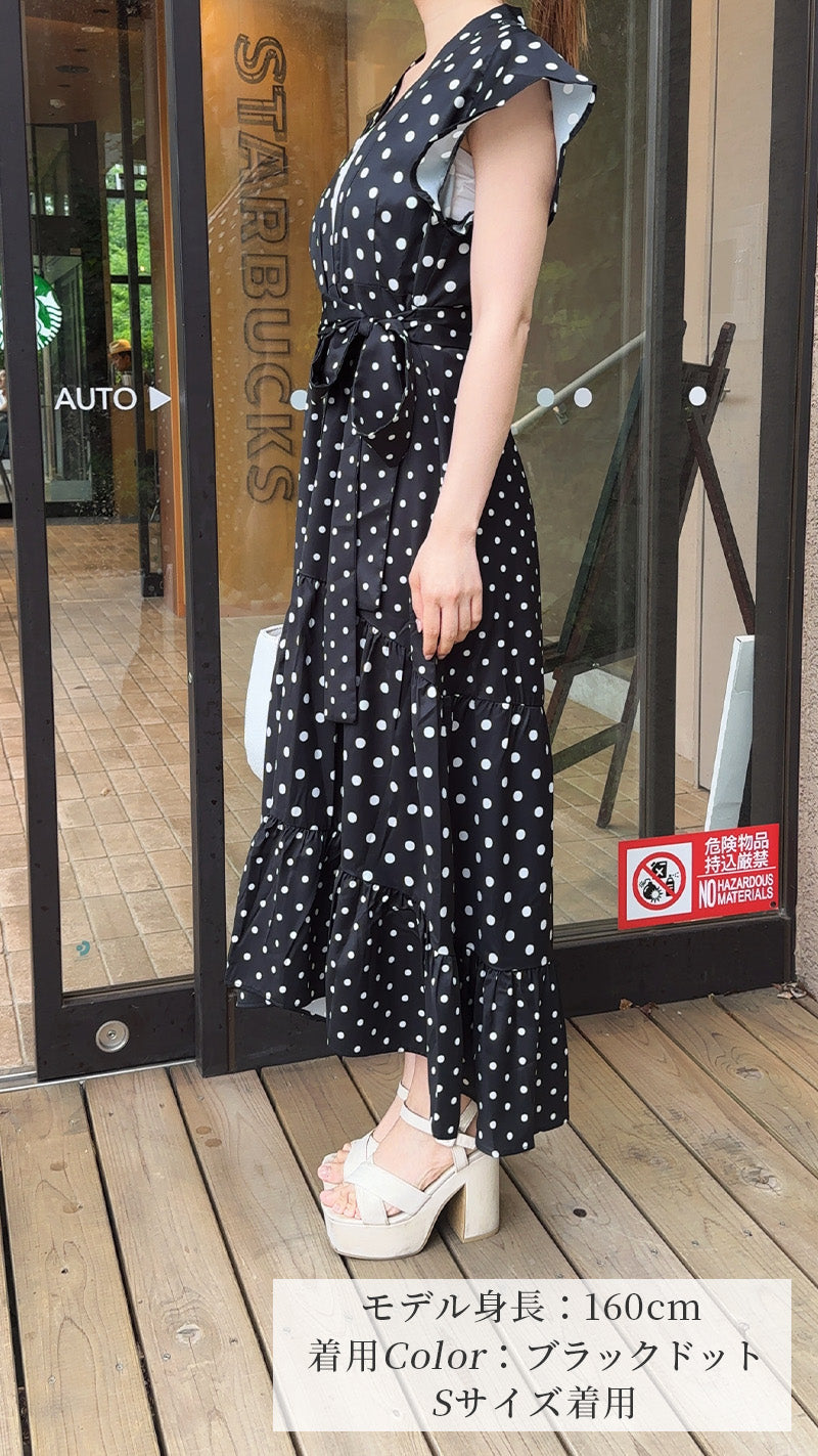 《新作🌟入荷しました🌟即日～3営業日内発送可能》2種ドット柄　デジタルプリント イレギュラーヘム　ワンピース　フェリーシェル　fch311-0795