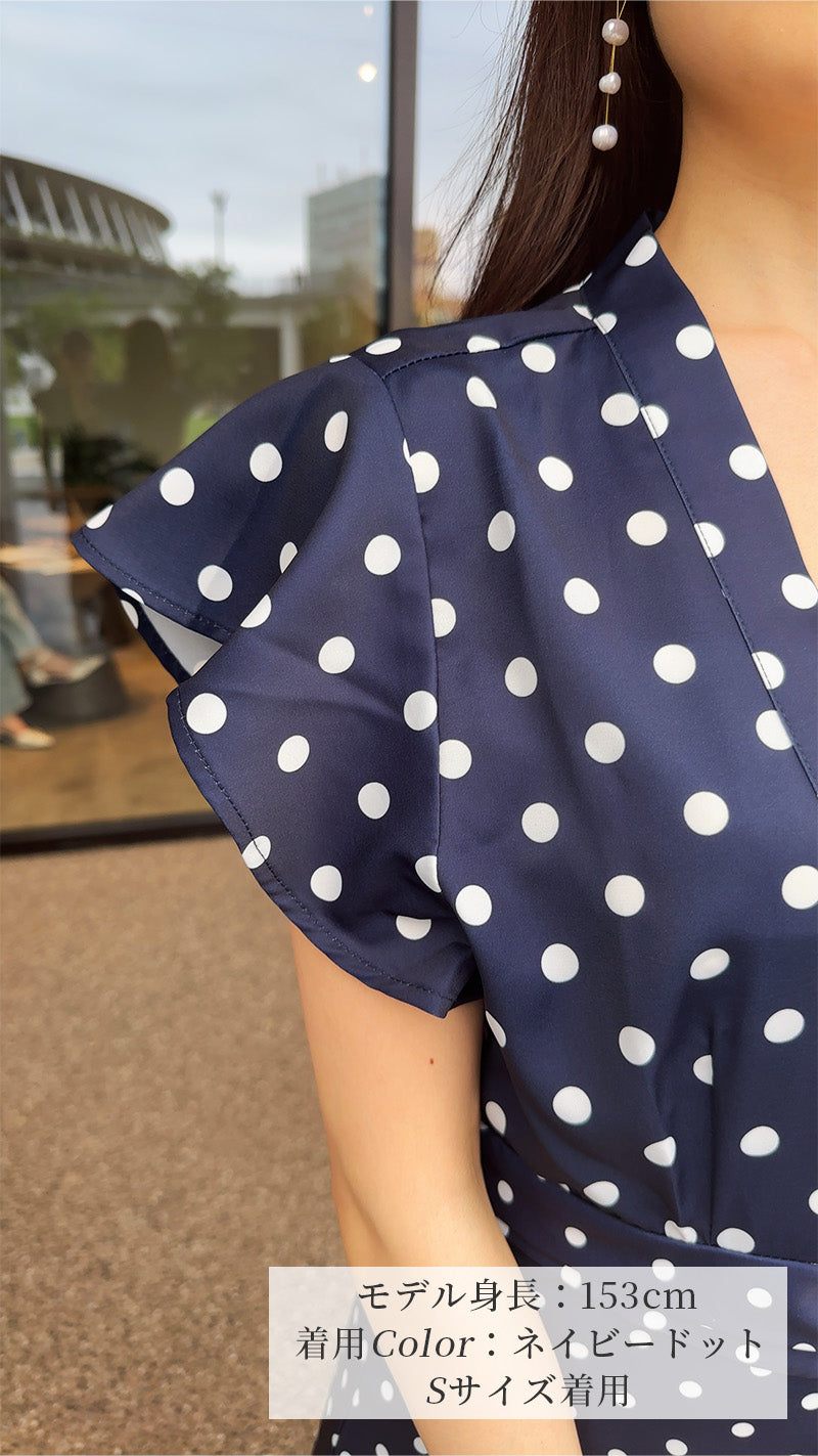 《新作🌟入荷しました🌟即日～3営業日内発送可能》2種ドット柄　デジタルプリント イレギュラーヘム　ワンピース　フェリーシェル　fch311-0795