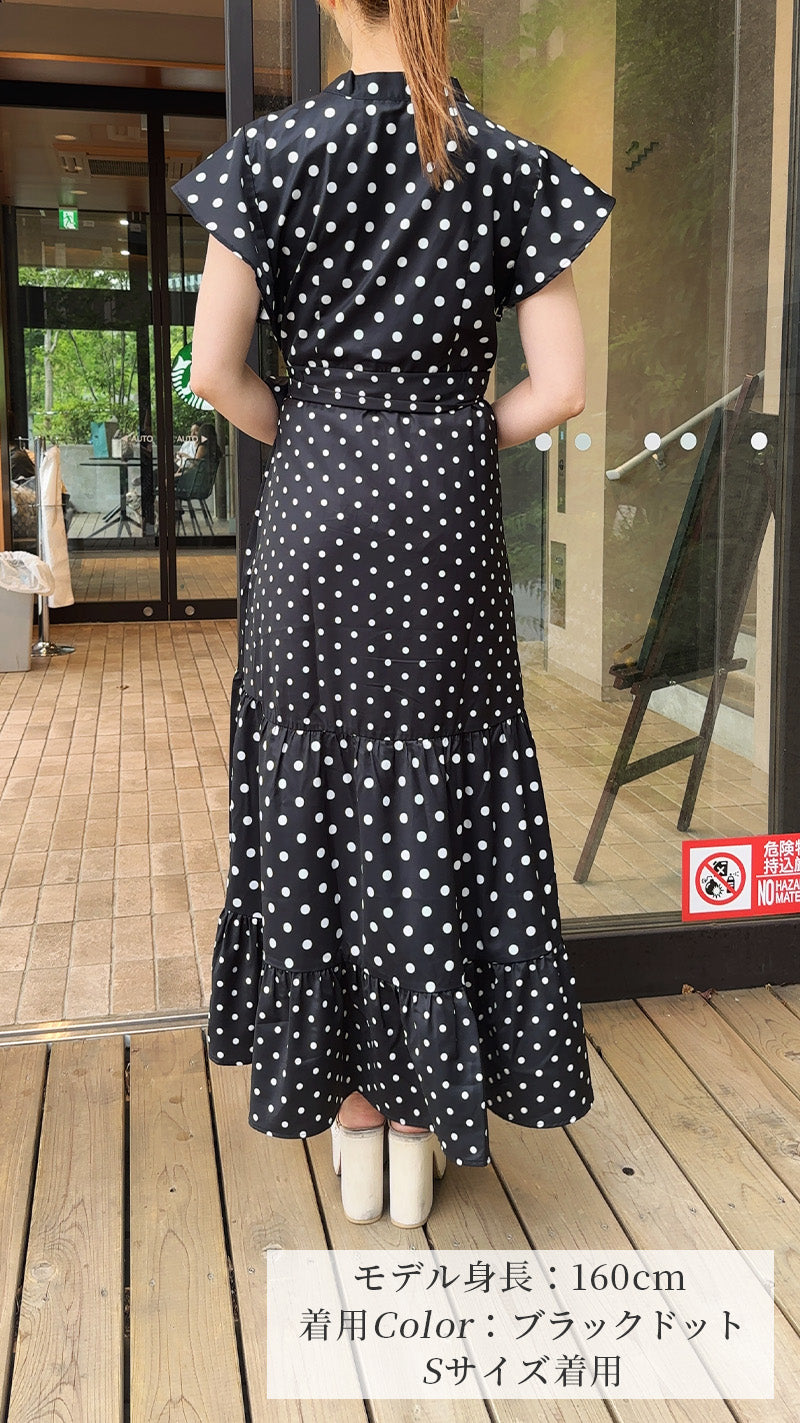 《新作🌟入荷しました🌟即日～3営業日内発送可能》2種ドット柄　デジタルプリント イレギュラーヘム　ワンピース　フェリーシェル　fch311-0795