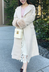 🎀コート🎀　ノーカラー　袖ファー　ロング丈　フェリーシェル　fch112-0718