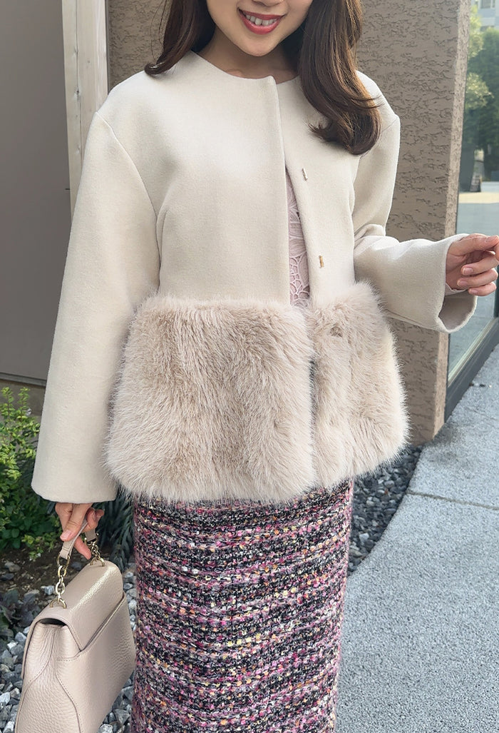 人気カラー先行販売】 裾ファー付きコート フェリーシェル fch112-0765