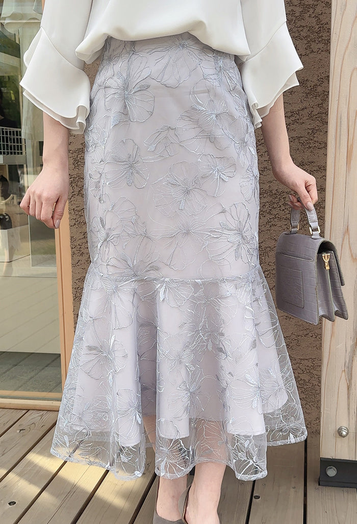 春の新作🌸】エレガントフラワーレースマーメイドスカート フェリー  