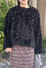 💝Thank you SALE💝20%OFF⭐ライトコート　ジャケット　パール付きエコファー　フェリーシェル　fch122-0766