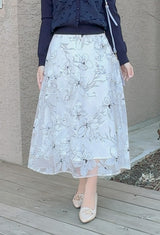 🌸追加販売🌸フラワーオーガンジーフレアスカート　fch611-0788