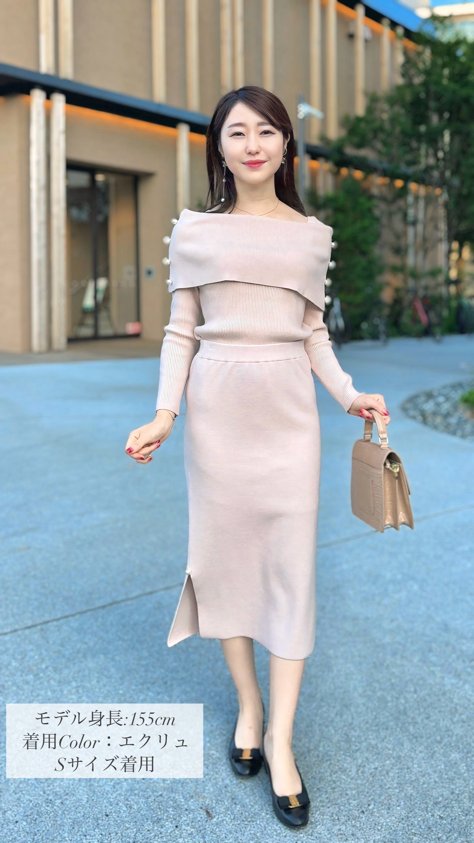 大人気秋色再登場🌟スカート ニット Iライン スリットパール