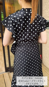 《新作🌟入荷しました🌟即日～3営業日内発送可能》2種ドット柄　デジタルプリント イレギュラーヘム　ワンピース　フェリーシェル　fch311-0795