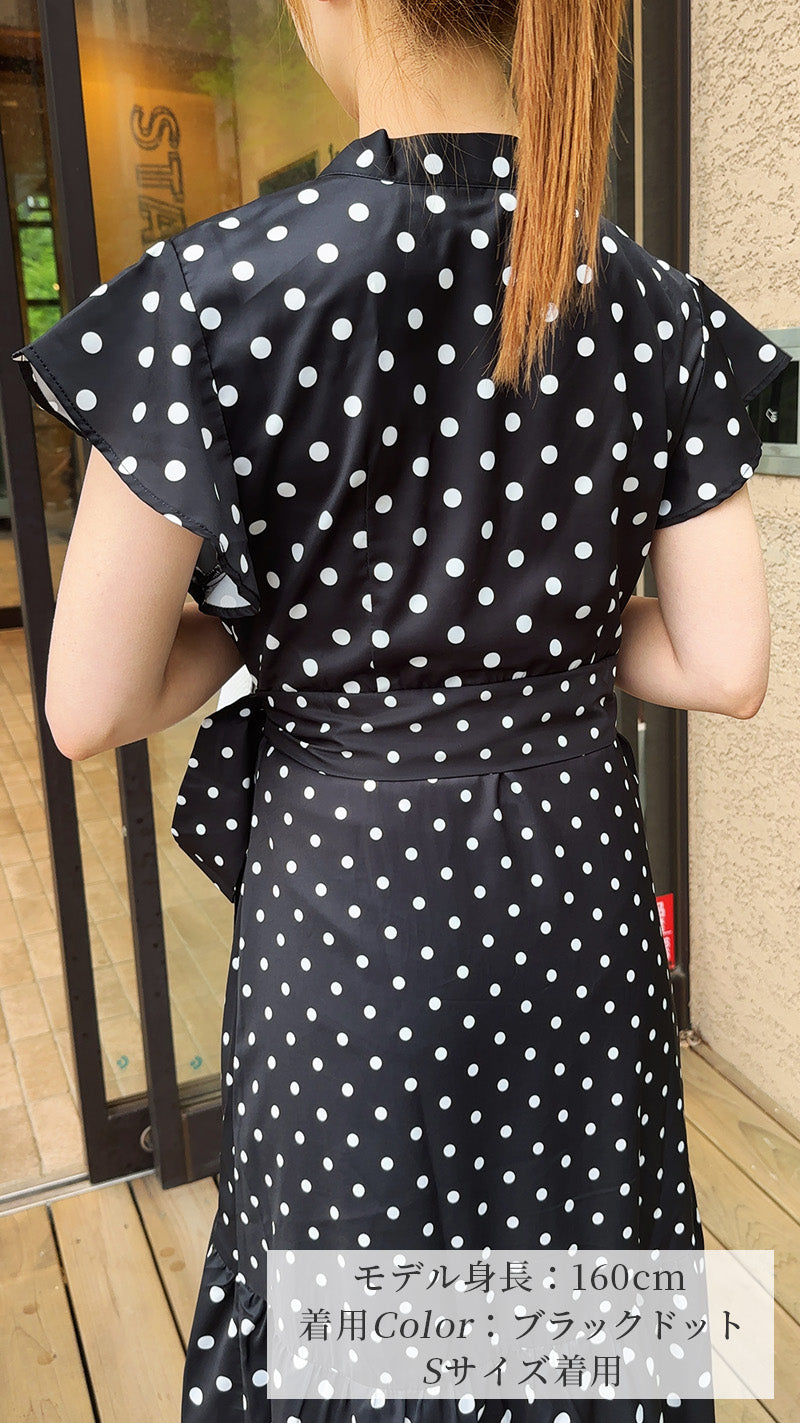 《新作🌟入荷しました🌟即日～3営業日内発送可能》2種ドット柄　デジタルプリント イレギュラーヘム　ワンピース　フェリーシェル　fch311-0795