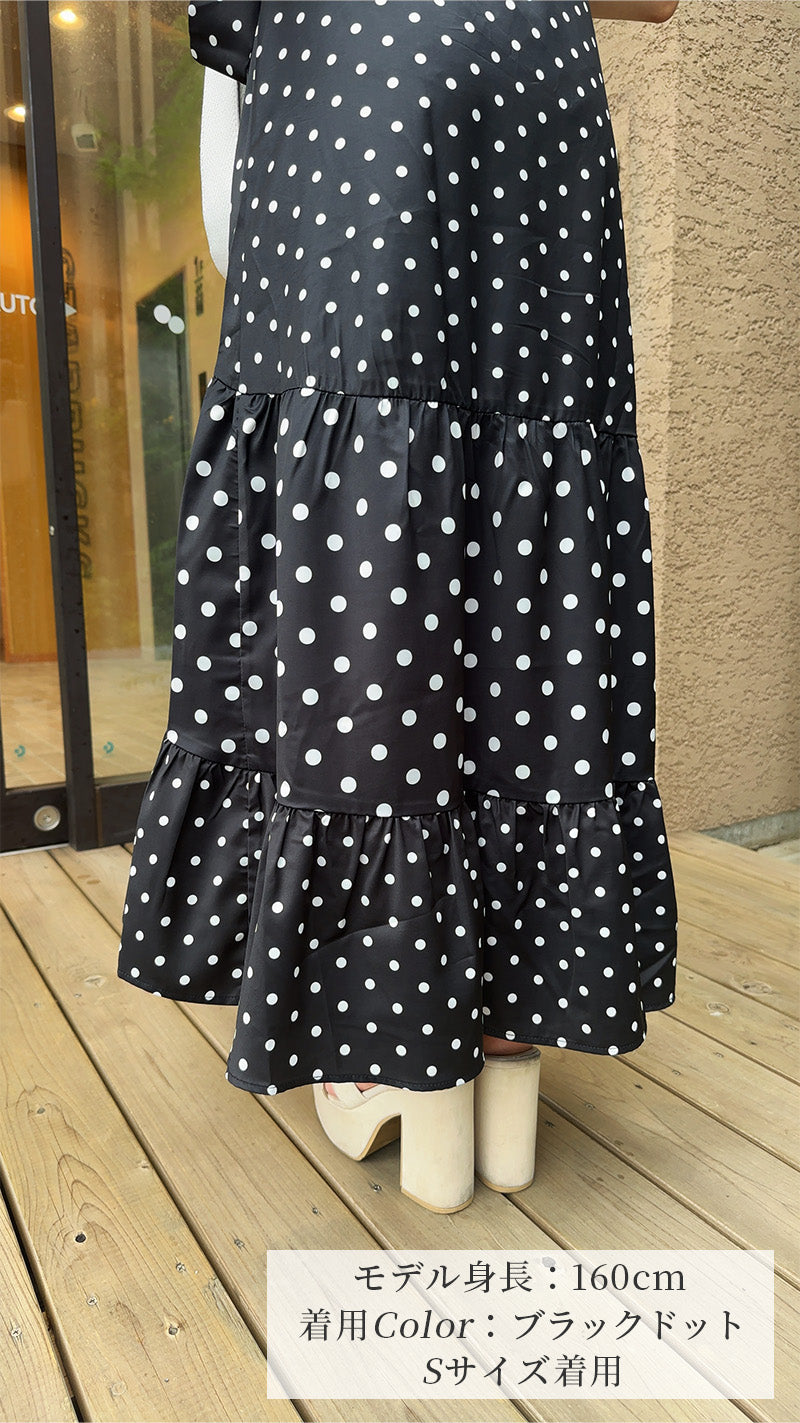 《新作🌟入荷しました🌟即日～3営業日内発送可能》2種ドット柄　デジタルプリント イレギュラーヘム　ワンピース　フェリーシェル　fch311-0795