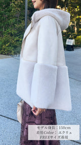 【期間限定特別PRICE_3,000円OFF】フードコート フェイクムートン＆ファー フェリーシェル｜fch122-0601