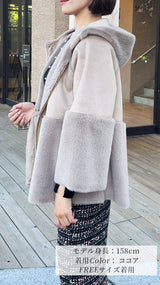 【期間限定特別PRICE_3,000円OFF】フードコート フェイクムートン＆ファー フェリーシェル｜fch122-0601