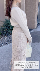 🌷追加販売🌷即日〜3日営業日以内発送🌟ニット　ハートネック　袖口　レース　リブ　フェリーシェル　fch412-0730