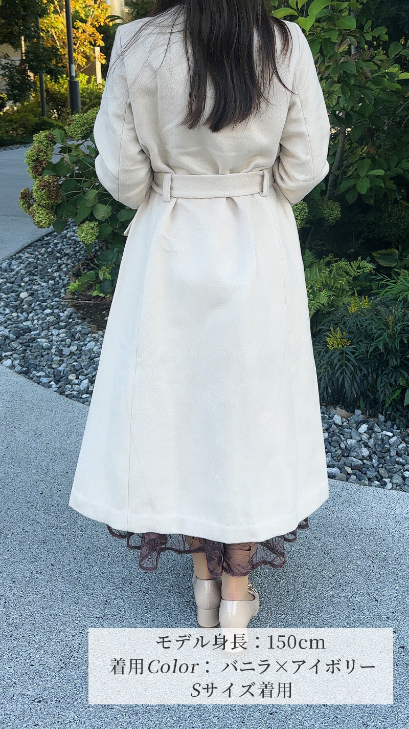 🎀コート🎀　ノーカラー　袖ファー　ロング丈　フェリーシェル　fch112-0718