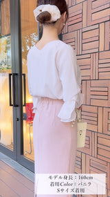 【🌸追加販売🌸】2段シフォン＆フリル メタルバー ブラウス　フェリーシェル　fch811-0255