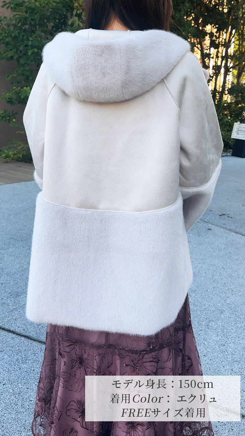 【期間限定特別PRICE_3,000円OFF】フードコート フェイクムートン＆ファー フェリーシェル｜fch122-0601