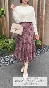 💕入荷しました💕フラワーレース　ニットカーディガン　長袖  フェリーシェル　fch412-0801
