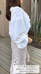 【新作】襟2段フリル　袖フレアーブラウス長袖　フェリーシェル　fch821-0806