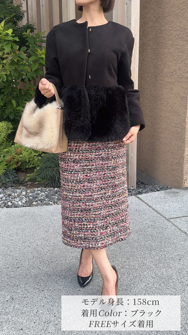 【大人気コート再登場】　裾ファー付きコート　 フェリーシェル　fch112-0765