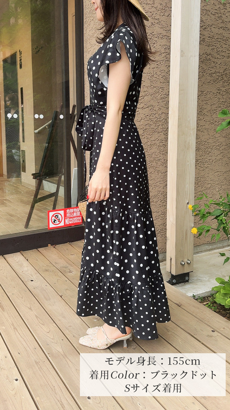 《新作🌟入荷しました🌟即日～3営業日内発送可能》2種ドット柄　デジタルプリント イレギュラーヘム　ワンピース　フェリーシェル　fch311-0795