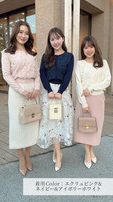 💕追加販売💕即日〜3日営業日以内発送✨フラワーレース　ニットカーディガン　長袖  フェリーシェル　fch412-0801