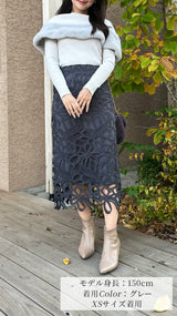 【🎀人気カラー再登場🎀】スカート　リボン柄レース　Iライン　フェリーシェル　fch611-0623
