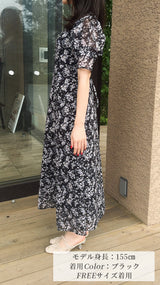 《新作🌟》小花柄バックリボンワンピース半袖　フェリーシェル　fch321-0785