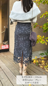 【🎀人気カラー再登場🎀】スカート　リボン柄レース　Iライン　フェリーシェル　fch611-0623