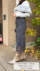 【🎀人気カラー再登場🎀】スカート　リボン柄レース　Iライン　フェリーシェル　fch611-0623