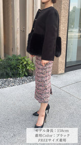 【大人気コート再登場】　裾ファー付きコート　 フェリーシェル　fch112-0765