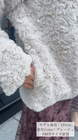 💝Thank you SALE💝20%OFF⭐ライトコート　ジャケット　パール付きエコファー　フェリーシェル　fch122-0766