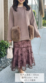 🍂秋冬コーデ🍂 コート　ポケット　ファー付　ハーフ丈　フェリーシェル　fch112-0732