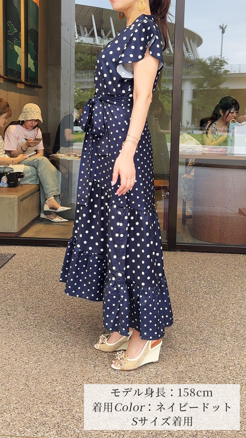 《新作🌟入荷しました🌟即日～3営業日内発送可能》2種ドット柄　デジタルプリント イレギュラーヘム　ワンピース　フェリーシェル　fch311-0795