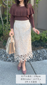 【🎀人気カラー再登場🎀】スカート　リボン柄レース　Iライン　フェリーシェル　fch611-0623
