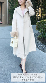 🎀コート🎀　ノーカラー　袖ファー　ロング丈　フェリーシェル　fch112-0718