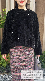 💝Thank you SALE💝20%OFF⭐ライトコート　ジャケット　パール付きエコファー　フェリーシェル　fch122-0766