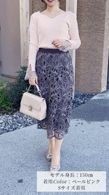 🌷追加販売🌷即日〜3日営業日以内発送🌟ニット　ハートネック　袖口　レース　リブ　フェリーシェル　fch412-0730