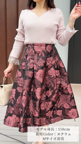＼定番アイテム再入荷💖／ニット　ハートネック　袖レース　9分袖　フェリーシェル　fch411-0736