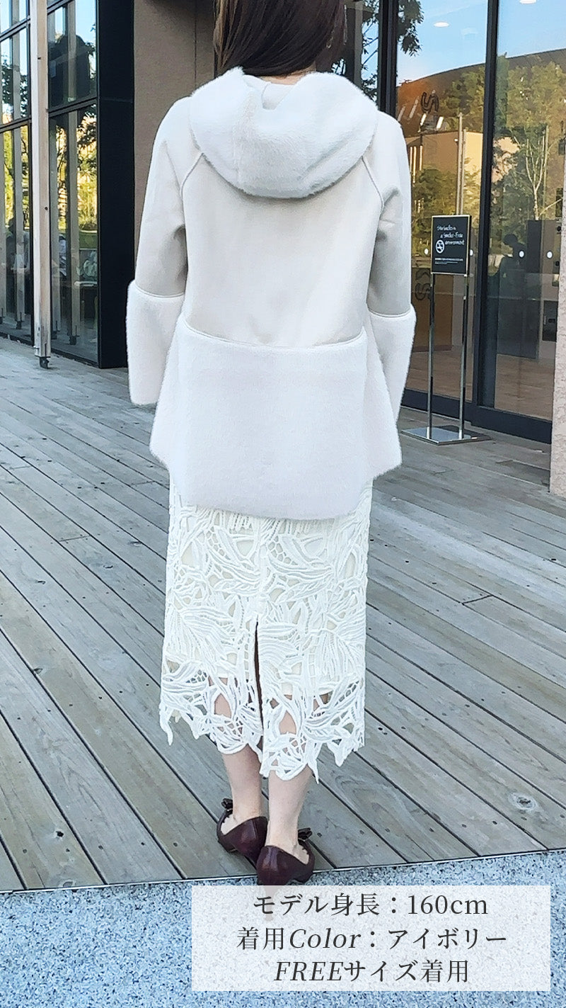 【期間限定特別PRICE_3,000円OFF】フードコート フェイクムートン＆ファー フェリーシェル｜fch122-0601