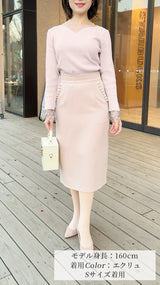 🤍まだ間に合うGW🤍期間限定20％OFF✨ニット　ハートネック　袖レース　9分袖　フェリーシェル　fch411-0736