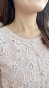 💕追加販売💕即日〜3日営業日以内発送✨フラワーレース　ニットカーディガン　長袖  フェリーシェル　fch412-0801