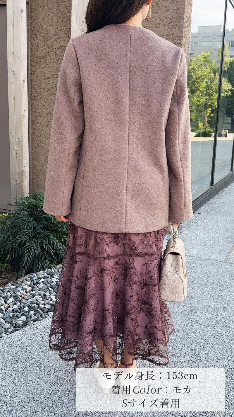 🍂秋冬コーデ🍂 コート　ポケット　ファー付　ハーフ丈　フェリーシェル　fch112-0732