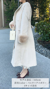 🎀コート🎀　ノーカラー　袖ファー　ロング丈　フェリーシェル　fch112-0718